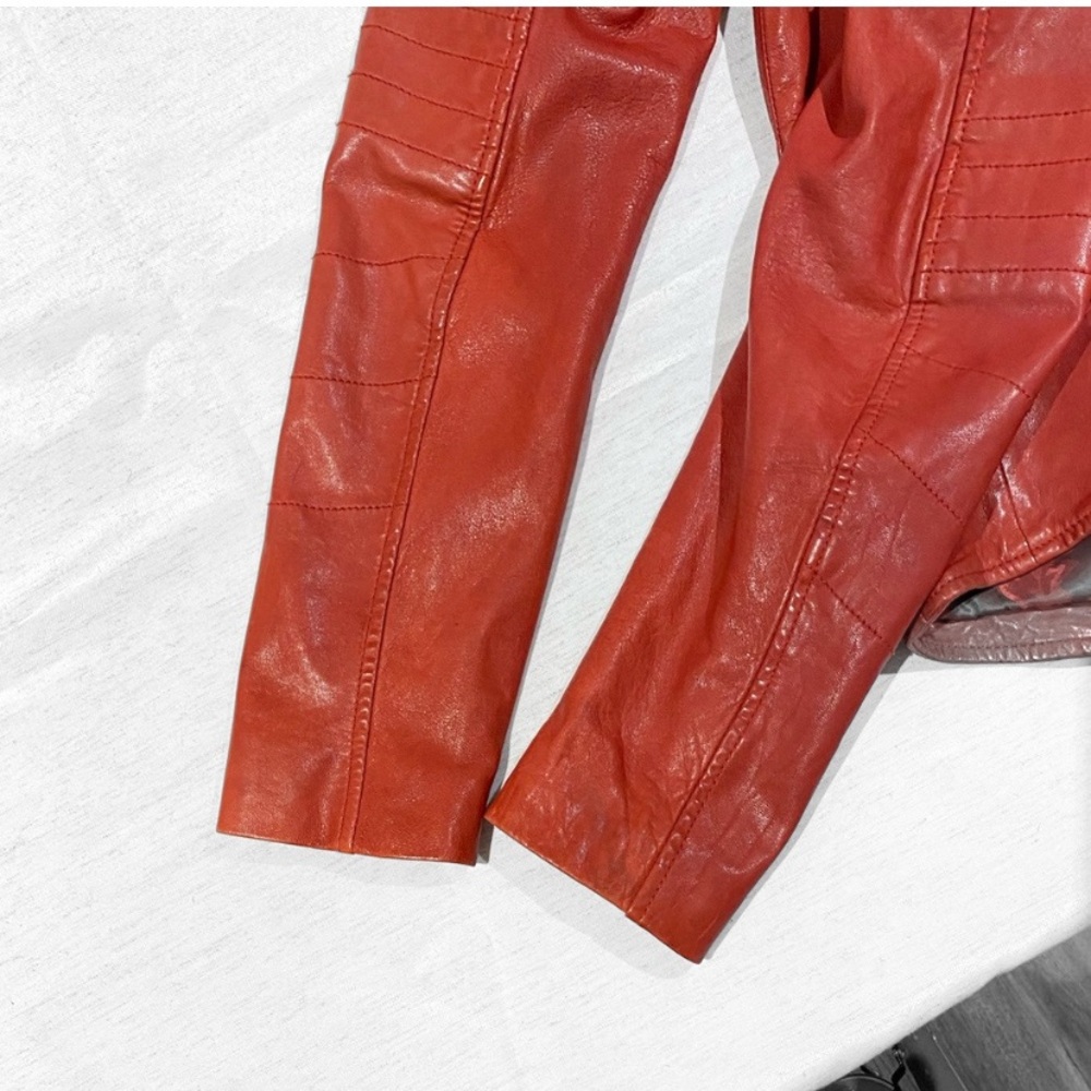 Danier Red Genuine Lambskin Leather Moto Jacket - Like New - Picture 7 of 8